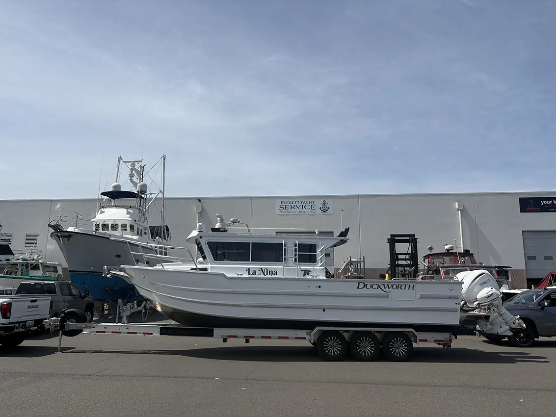 A white Duckworth boat named 